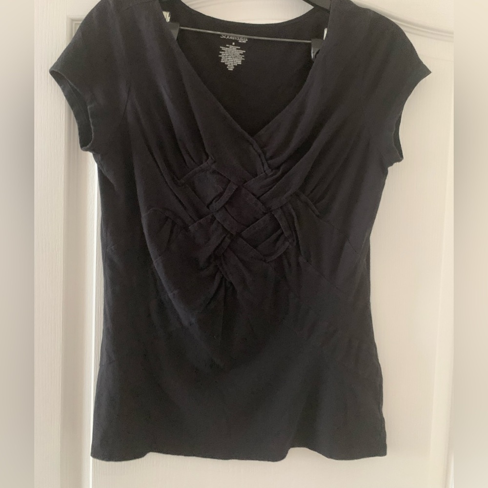 Black St. John’s Bay shirt size M.  Skirt is Jaclyn Smith size small.